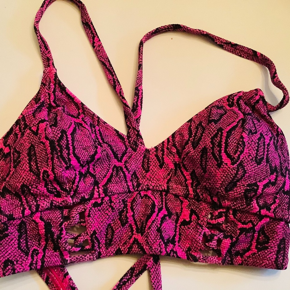 Jessica Simpson Fuschia Colorfully Sports Bra, Sz.M - NWT